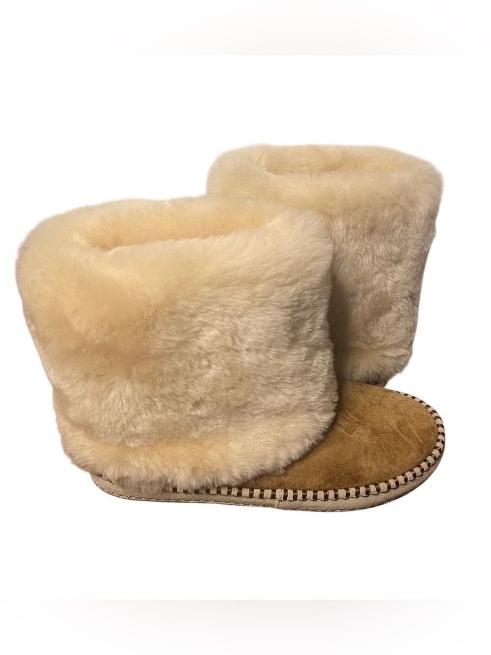 UGG PURE Kestrel Shearling Suede Boots Cream Chestnut Womens Size 7